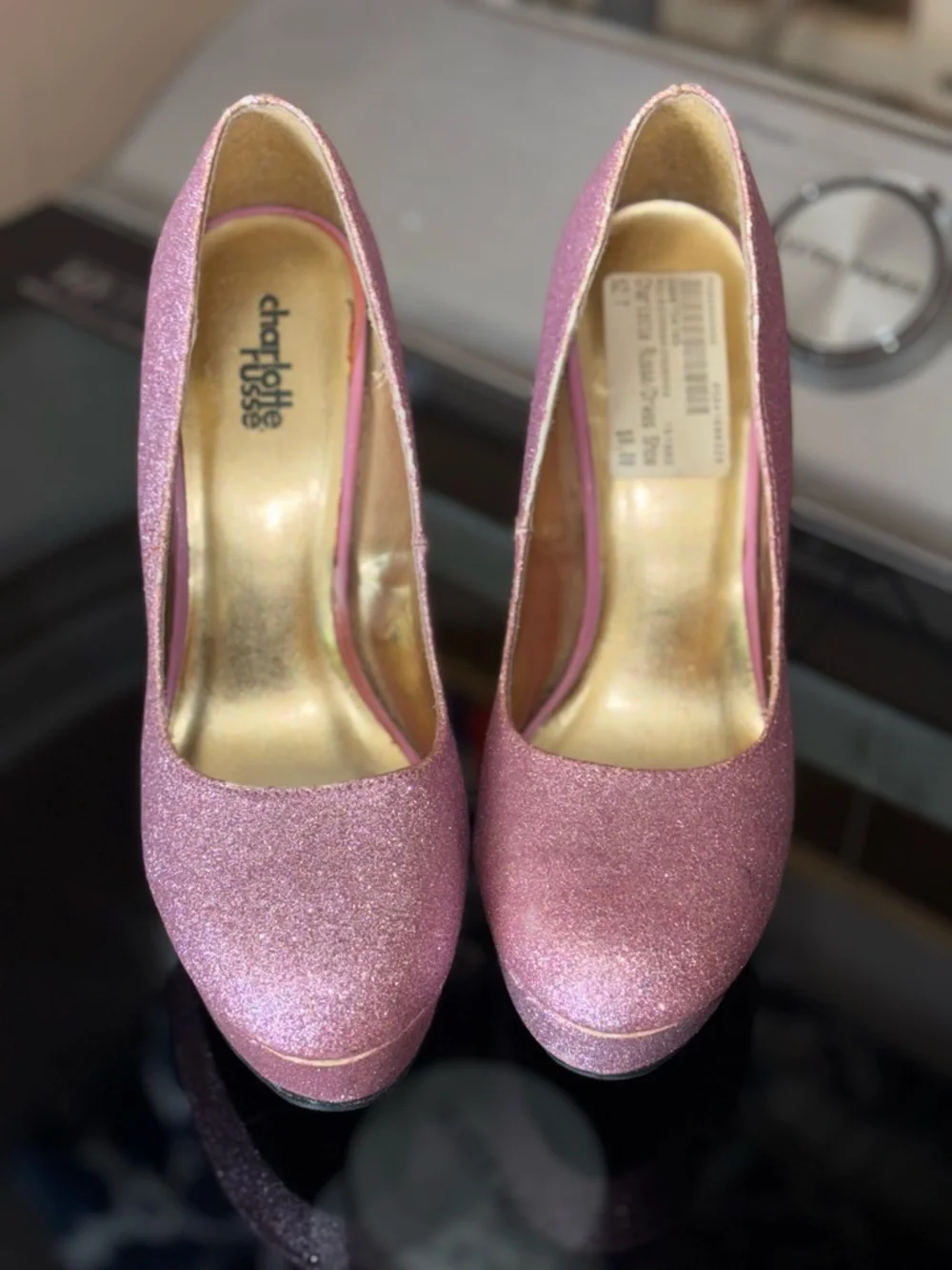 Charlotte Russe Pink Glitter High Heels - Picture 4 of 8